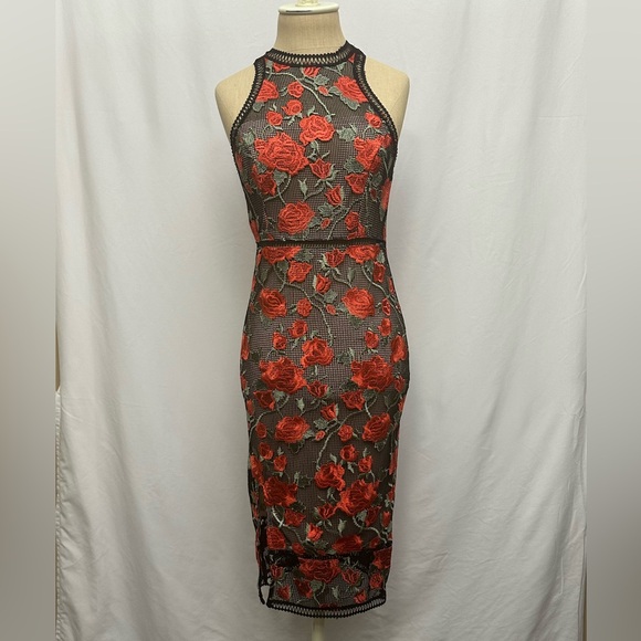 Gianni Bini Dresses & Skirts - Black/Red Floral Embroidered Dress